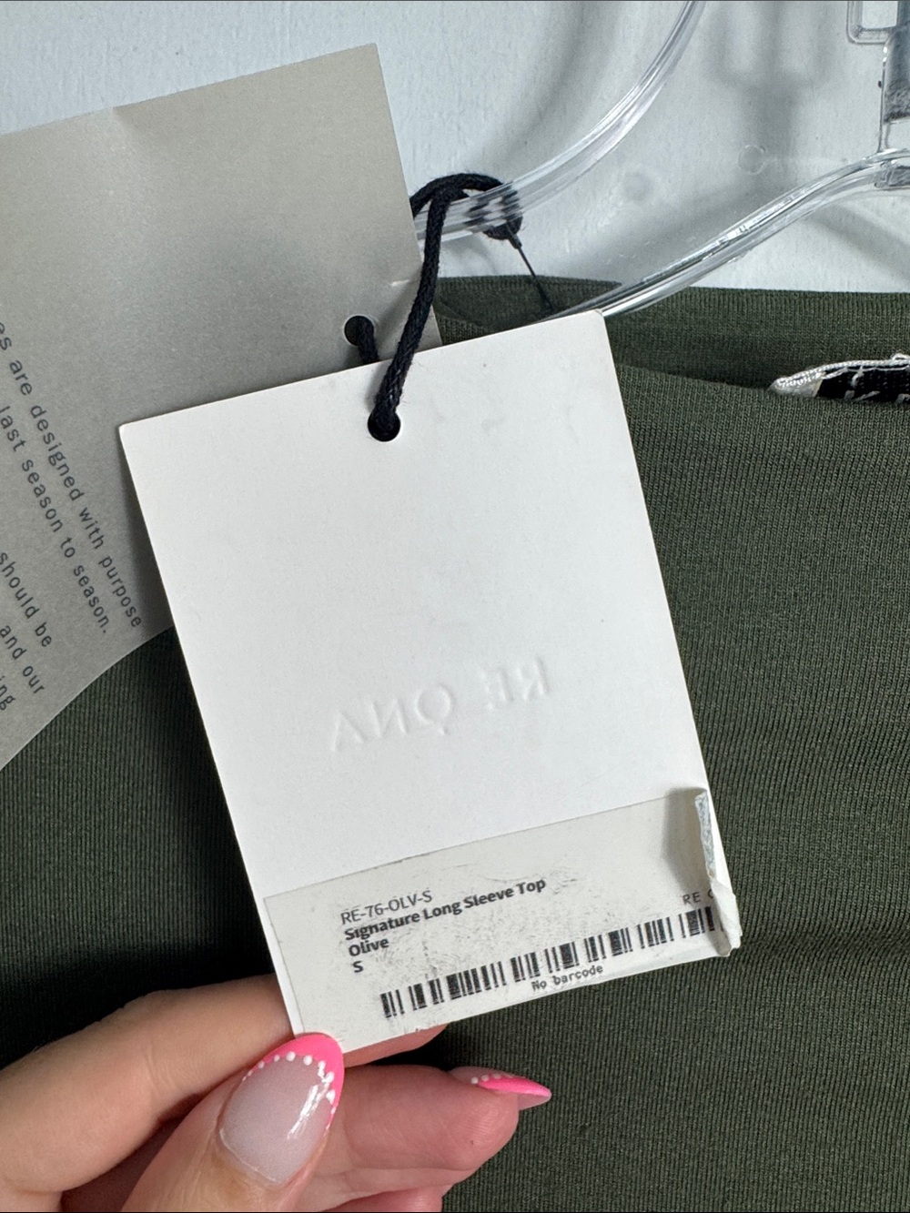 NWT RE ONA Signature Long Sleeve Top in Olive Size Small - Picture 4 of 11